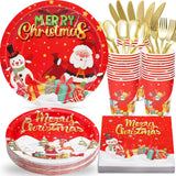175Pcs Christmas Disposable Crockery Set